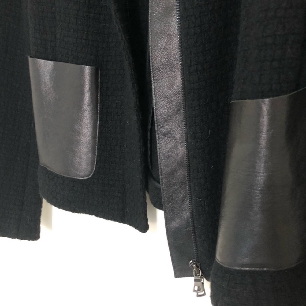 🧥Vince wool basket weave leather zip moto jacket ❤️ - Picture 6 of 9